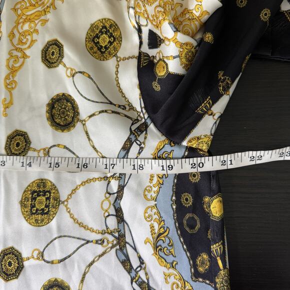 Zara Shirt Womens Small Baroque Chain Print Top Long Sleeve Button Up Vogue Chic - Picture 12 of 14